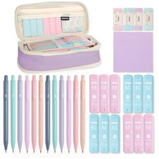 Aesthetic School Supplies with Cute Pencil Case, 12x Pastel Mechanical Pencil...
