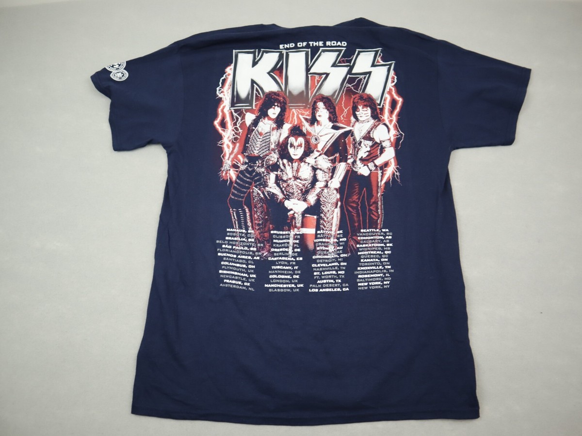 KISS Enjoy The Road Tour Tシャツ Lサイズ Kiss Shirt Men Large Blue End Of The Road Tour Graphic Rock