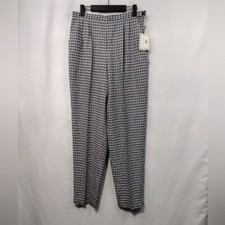 NEW Vintage Susan Bristol Plaid Dress Pants Womens 14 Blue White Retro 90s Y2K