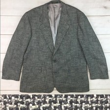 Vintage Hardwick Clothes Men's 44R Black Tweed Bespoke Blazer Jacket Sport Coat