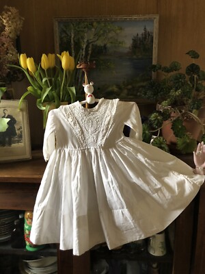 Vintage 1800's Victorian Baby Cotton Lace Gown/Dress Lovely Heirloom ch  19”