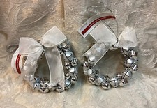 Ashland SILVER JINGLE BELL WREATH CHRISTMAS ORNAMENT 4  SET OF 2