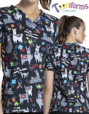 Cherokee Medical Kasack -ck651lamv- Llama Love -Schwarz- XXS-4XL