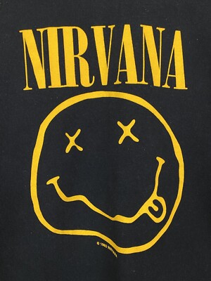 Nirvana Smiley Reprint 1992 Black T-Shirt Size S | eBay