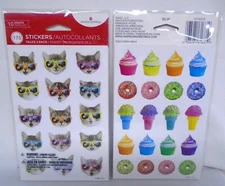 American Greetings 2-Pack Stickers Cats Sunglasses Cupcakes Donuts 175 Pieces