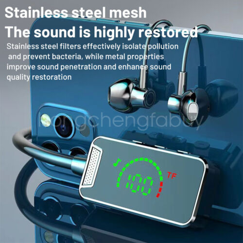Bluetooth 5.4 Neckband Headset Wireless Earbuds Earphone Headphones with 8GB TF - Picture 6 of 27