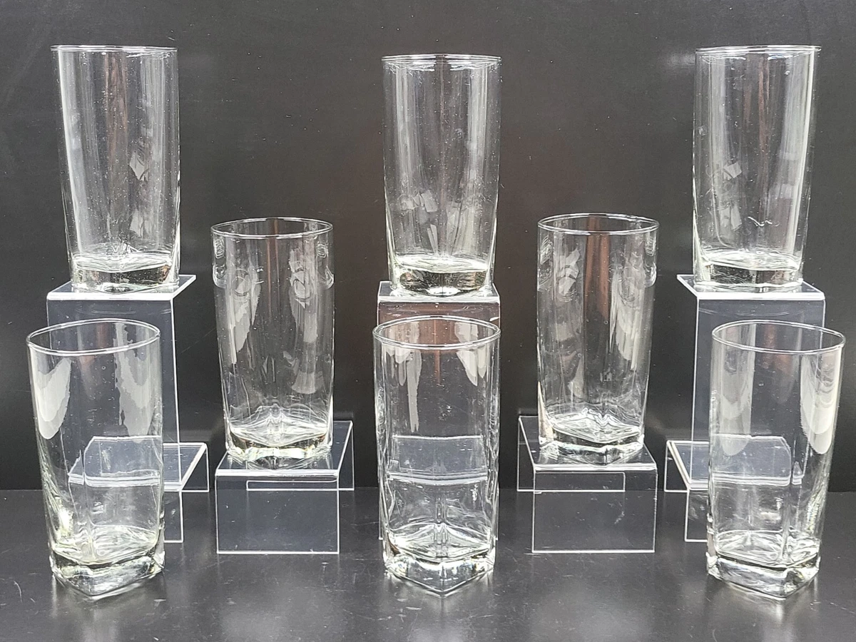 (8) Anchor Hocking Rio 16 Oz Tumblers Set Clear Square Base Drinking  Glasses Lot