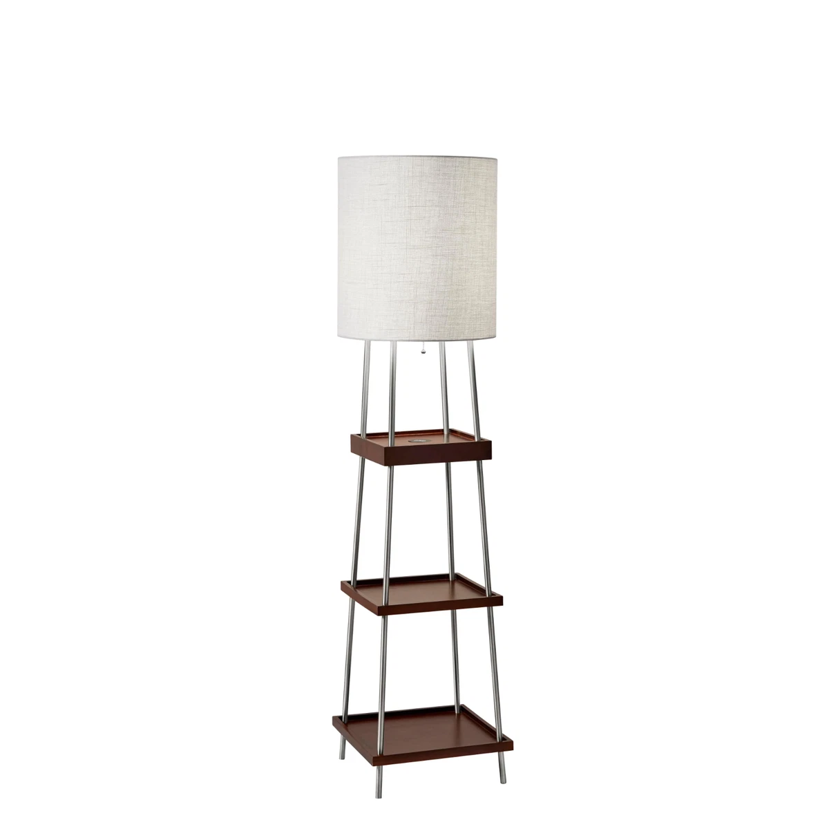 ADESSO Henry Qi Wireless Charging 63 in. Brushed Steel Wood Shelf