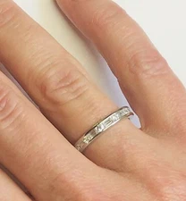925 Silver Baguette & Round CZ Eternity Bridal Ring Band 925 Silver 5-10