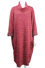 NEW ITALIAN RED COWL NECK KNITTED TULIP JUMPER DRESS ONE SIZE PLUS 14 TO 22