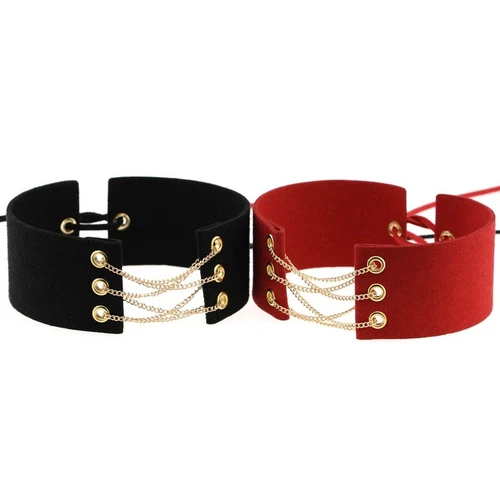 Gothic Samt breit mit Kette Choker Halskette Punk verstellbar Halsband Zubehör - Bild 3 von 55