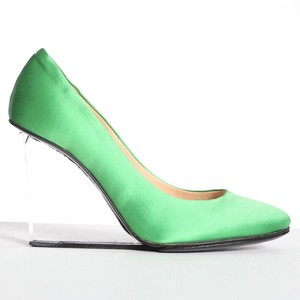 green perspex heels