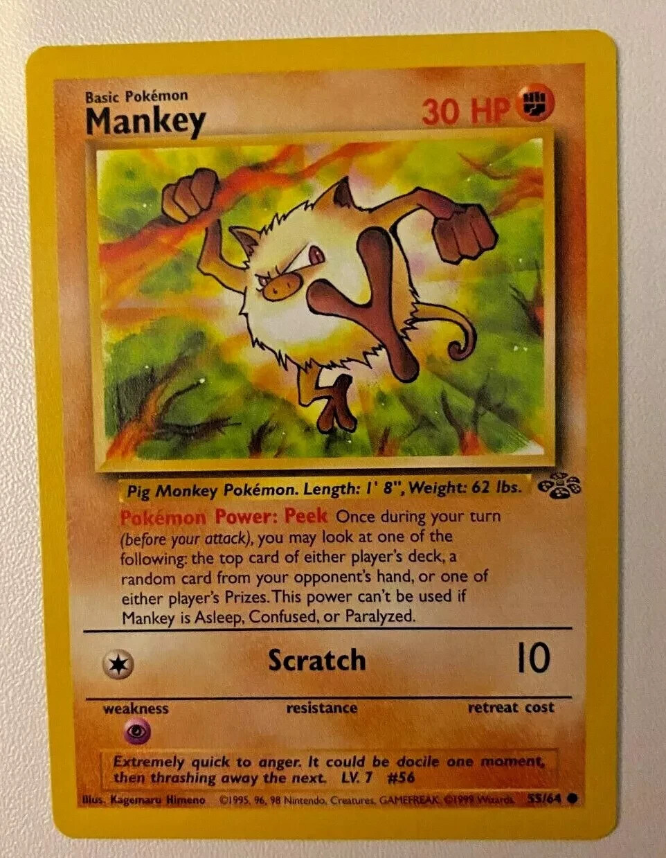 Mankey 55/64 - 1999 Pokemon Jungle Set Unlimited Common