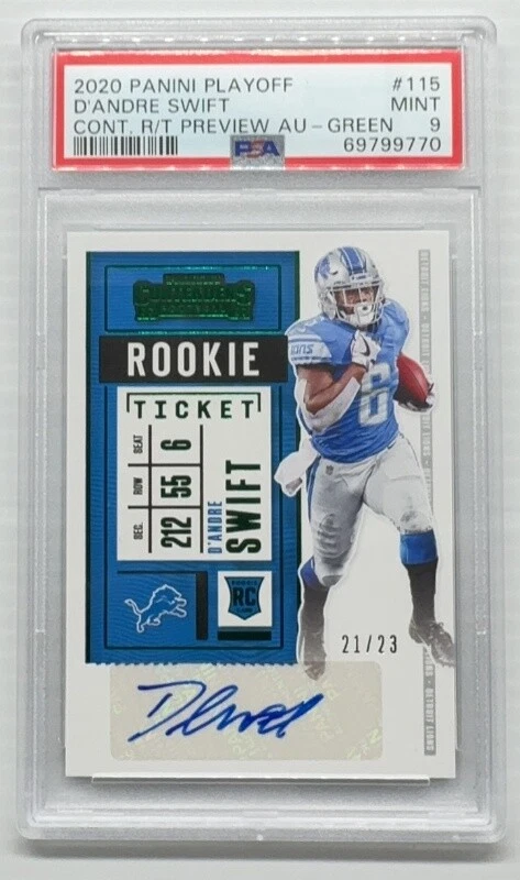 D'Andre Swift Panini Playoff Contenders Rookie Ticket Preview Autographs #115 Green