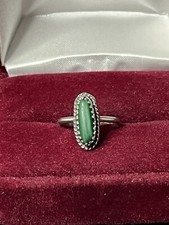 Vintage southwestern Sterling Silver Worn Malachite Stone Size 3.5 Ring