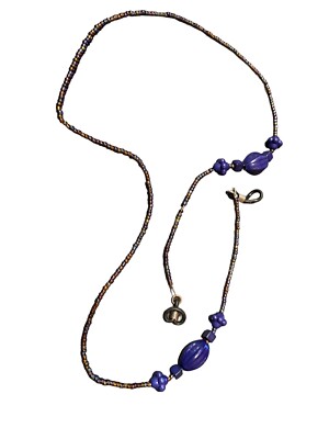 Seed Beads With Large Blue Beads Eyeglass Holder Readers Chain Necklace Clasps