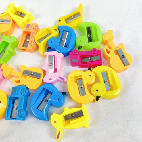 20 Piece Pencil Sharpeners Fun Mini Shapes Trucks Ducks Bunny Rabbit Guitar - Picture 3 of 4