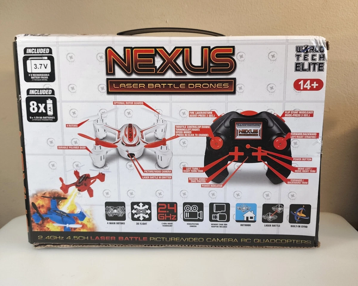 NEW Nexus Laser Battle Drones by World Tech Elite Toys 2.4 GHz 4.5CH Vid Camera