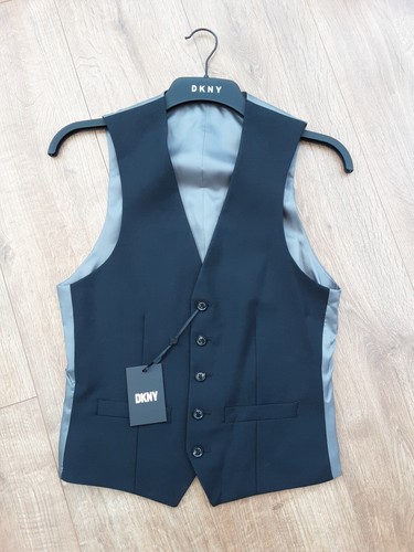 DKNY Mens Formal Waistcoat in Black and Grey Size 34R - Picture 2 of 6