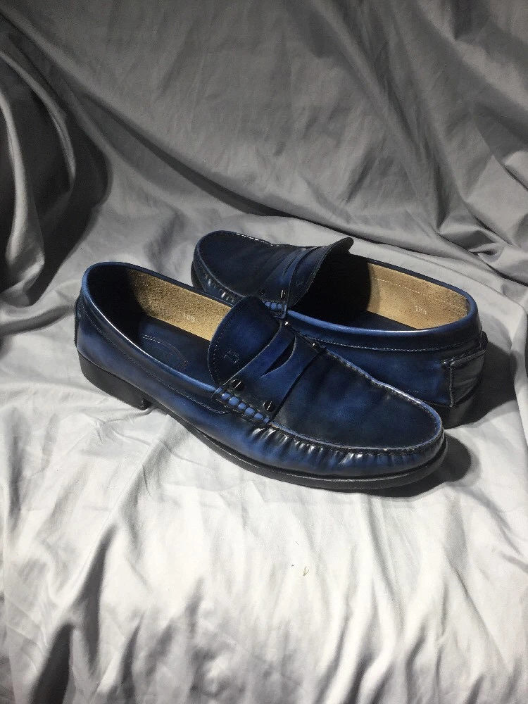 TOD’S Mocassino Tod's uomo blu nero Boston pelle spazzolata Penny UK 10 5 US 11 5 $475