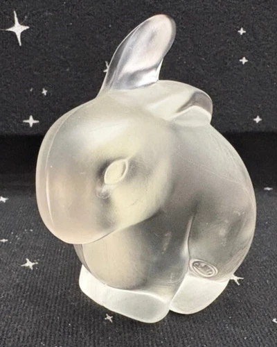 VTG Fenton Glass Stamped Frosted Satin Bunny Rabbit Figure 3" USA