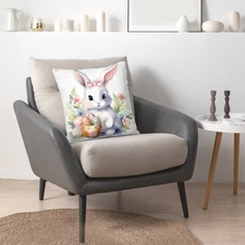 1 Piece Easter Bunny Short Plush Pillow Cover Decorative Sofa Home Living Room
