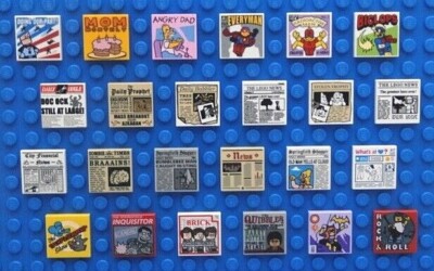 LEGO NEWSSTAND ~ NEWSPAPER MAGAZINE COMIC BOOK & POSTCARD PRINTED