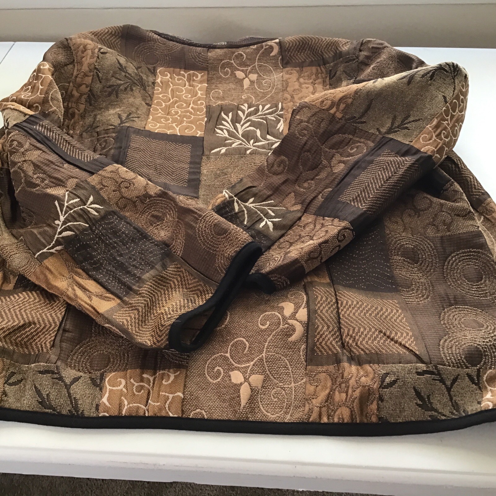 Kaktus Poly Blend  Brown Patch Work Open  Jacket … - image 5