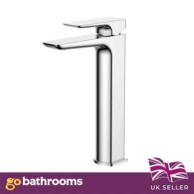 THE BATH PEOPLE Tall Chrome Bathroom Basin Tap Lever Sink Faucet For Countertop Basin