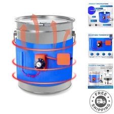 Upgraded 5 Gallon Blue Drum Heater Band with Twist Temperature Control - 120V