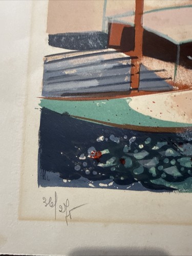 Original Modern Art Boat Scene Signed Numbered ; Lithograph - Picture 3 of 7