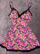 Vintage babydoll cami top floral pink lace trim y2k 2000 retro Summer fairycore