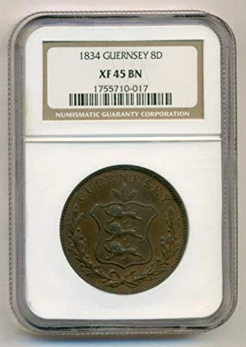 Guernsey 1834 8 Doubles XF45 BN NGC