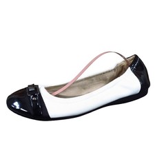 Anne Klein AK Sport Idony Womens Ballet Flats 8.5 Black White Synthetic Cap Toe