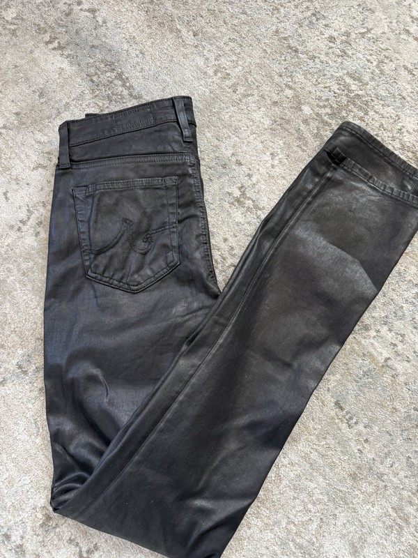 AG Jeans Leather Legging Skinny Pants Black Size 25 $295 Retail