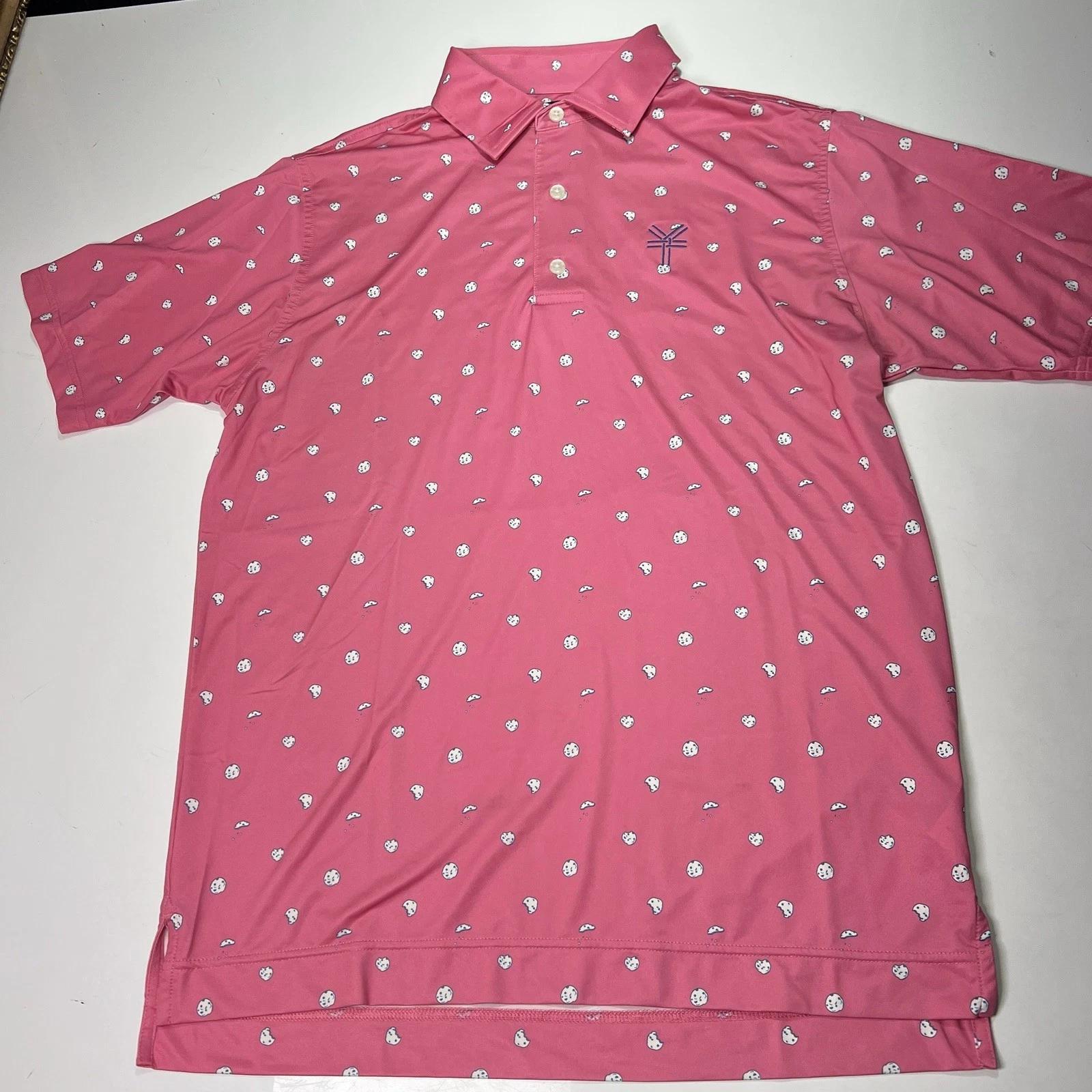 FootJoy Performance Golf Polo Shirt Men's Size S Pink Floral Cookie