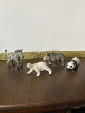Safari Zoo Animal Lot Of 4 90s Zebra Polar Bear rhino Panda Bear