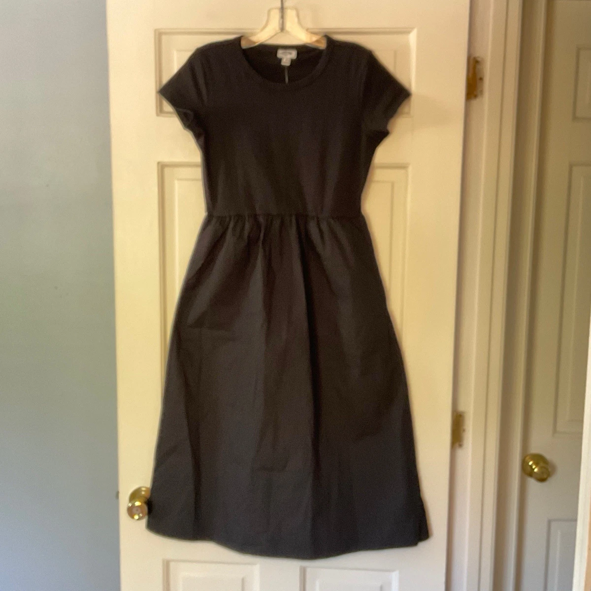 j crew black midi dress J. Crew Black Smocked Midi Dress Size S **NEW**