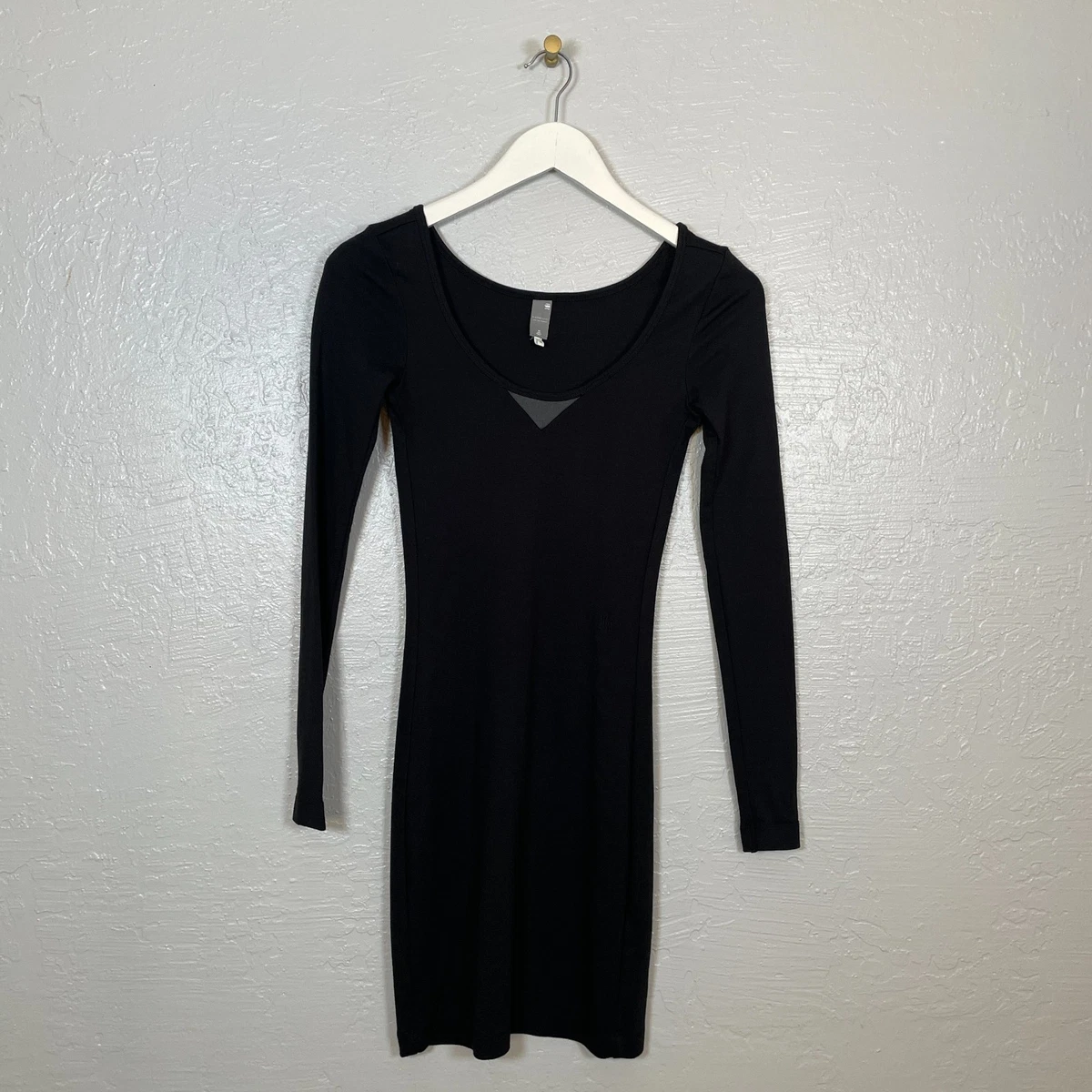 Zwarte CALVIN KLEIN Mini jurk WOVEN LABEL RIB LS DRESS Zwarte CALVIN KLEIN Mini jurk WOVEN LABEL RIB LS DRESS