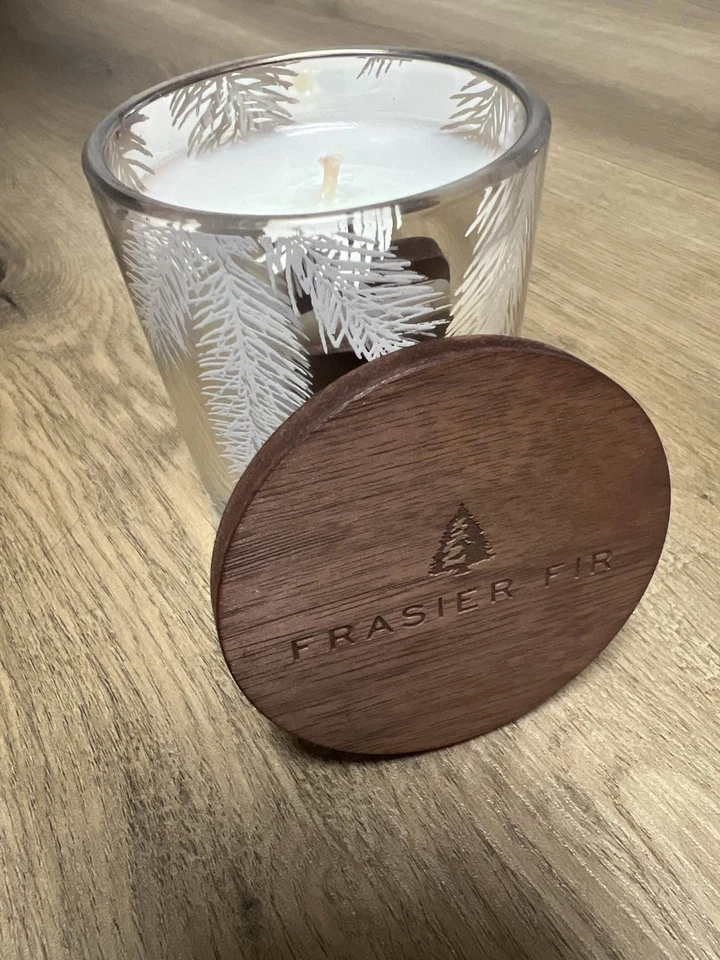 Thymes Frasier Fir Candle Pine Needle Glass Wood Scented - Image 3 of 4