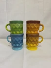 Anchor Hocking Fire King Coffee Mug Diamond Assortment Set of 4 Vintage