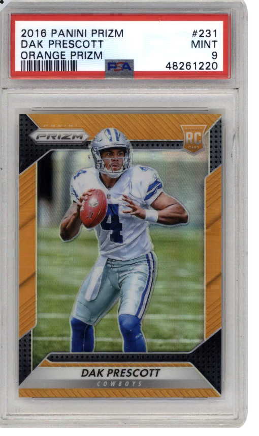 2016 Panini Prizm - Rookie Dak Prescott #231 Orange Prizm /299 (RC)-MINT PSA 9