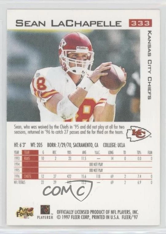 1997 Fleer Sean LaChapelle #333 - Image 2 of 2