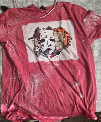 Red Unisex Scary Movie Killers Shirt Gildan Soft Style XL Splatter Print