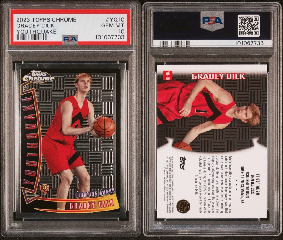 PSA 10 Gradey Dick RC Youthquake  #YQ10 2023 Topps Chrome PSA 10 - Image 3 of 3