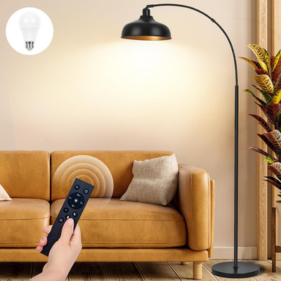 Arc Floor Lamp with Remote Dimmable 70in Standing Lamp Black