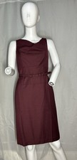 Ann Taylor Women’s Sheath Dress Size 2 Burgundy Wine Wool Blend Asymmetric Neck