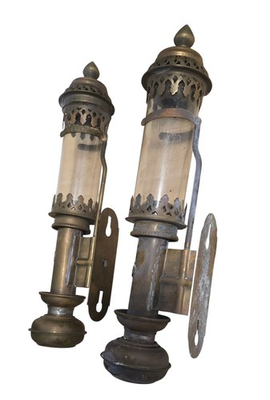 #ad Rare Pair Vintage GNR Great Northern Railway Brass Carriage Lamps Train Sconces $450.00