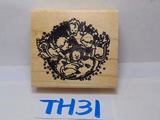 SCRAPBOOK WOOD-RUBBER STAMP OF EXCELLENCE BABY SHOWER-WITH 3 CHERUB ANGELS RARE