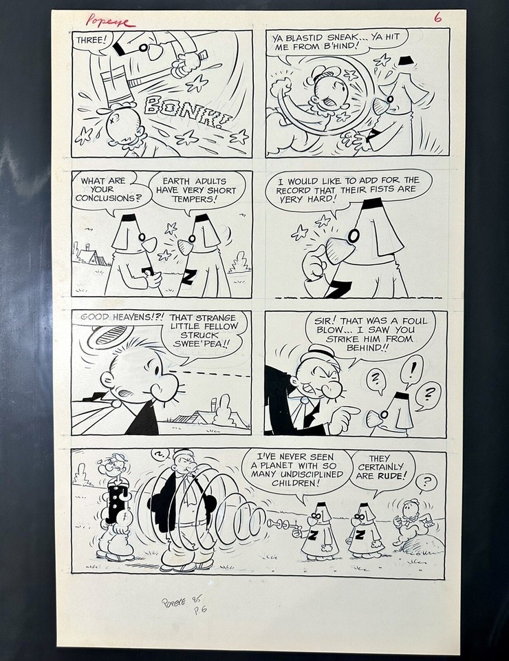 Bud Sagendorf Original Popeye The Sailor #85 Comic Book Interior Page 6 Art 1967 Comic Art